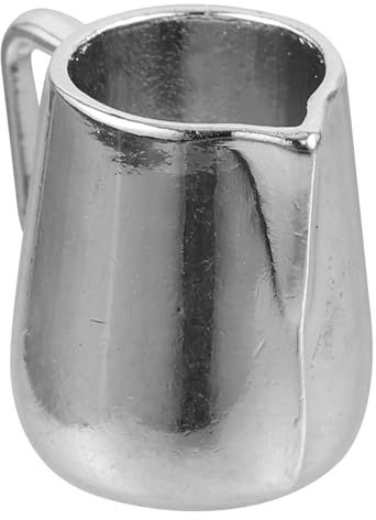 Gatuida Modèle Miniature de Tasse à Café en Métal, Pot à Lait Miniature Couleur Naturelle, Mini-gobelet Mousseur pour Décoration Maison de Poupée, Accessoire Décoratif Compact