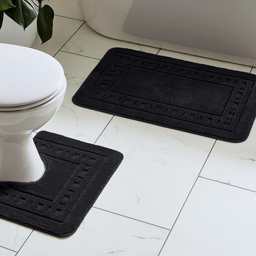 Catherine Lansfield Badgarnitur Armoni - Badematte & WC-Vorleger - Schwarz