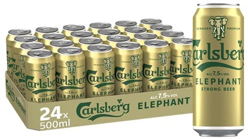 Carlsberg Elephant 7,5 % Vol. Dosenbier 0,5 l | 24 Starkbier Dosen in kraftvoll, herbem Geschmack | Bier Palette Einweg (24 X 0,5 l)