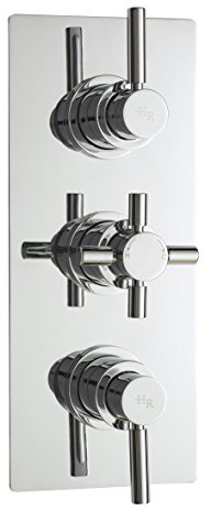 Hudson Reed A3023 Tec Lever ǀ Modern Bathroom Minimalist Triple Valve with Lever and Crosshead Handle with Diverter, 280mm x 80mm, Chrome