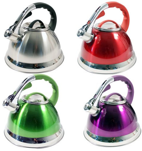 3.5L STAIINLESS Steel Lightweight Whistling Kettle Camping Fishing Home Cordless (RED)