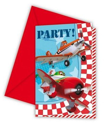 Procos Disney Pixar Planes 12 Piece Invitations Set for Kids Birthday Party Including 6 Envelopes
