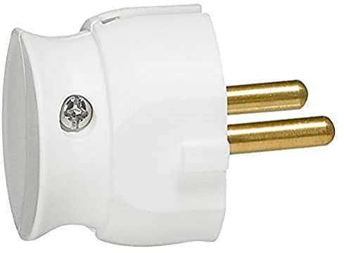 Legrand - Fiche extra-plate mâle sans terre - 16A - sortie latérale - blister - blanc