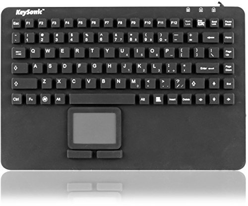 Keysonic KSK-5230 IN (US) Silikontastatur mit Touchpad wasserdicht antimikrobisch Industrietastatur hitzebestaendig, schwarz 28076