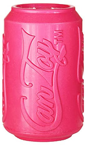 SodaPup - Natural Rubber Soda Can Dog Chew Toy and Treat Dispenser for Aggressive Chewers, Tough, Made in USA, Puppy Compound for Teething Puppies - Pink - Large