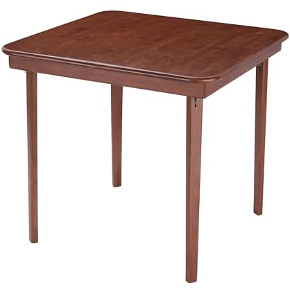 Stakmore Classic Straight Edge Square Folding Card Table 32x32 - No Assembly Wooden Foldable Card Table, Bridge, Board Game, Steel Mechanism, Folding Legs, Space-Saving, Cherry Frame