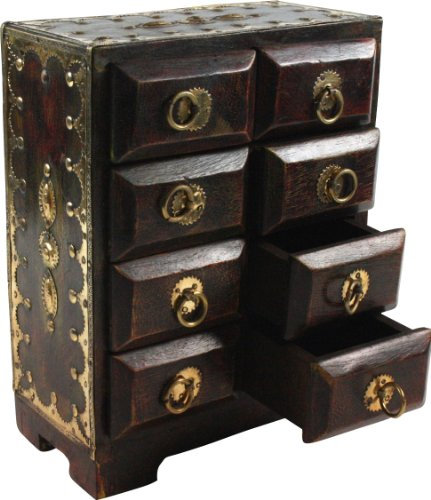 GURU SHOP Schubfachschränkchen, Apothekerschränkchen, Schmuck Schränkchen - Modell 2, 24x18x9 cm