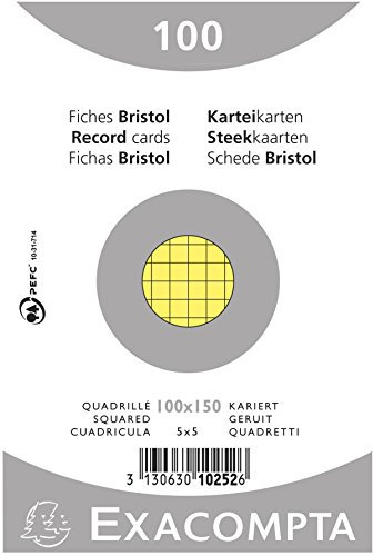Exacompta karierte Karteikarten zum Bedrucken, 100 x 150 mm, 100 Stück 100x150mm grün