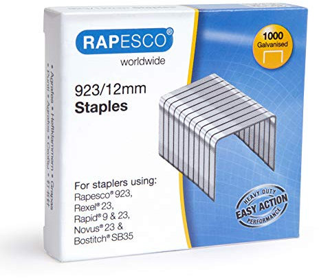 Rapesco 1238 Typ 923/12 mm Verzinkte Robuste Heftklammern, 1000 Stück