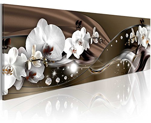 B&D XXL Acrylglasbild Blumen 135x45 cm 1 Teilig Wandbild auf Acryl Glasbilder Kunstdruck Moderne Acrylglas Platte Wanddekoration Geschenke Heimdekoration Glasbild Orchidee Diamant b-A-0072-k-c