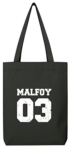 ShirtStreet Fanartikel Fan Kult Film Trikot Bio Baumwoll Tote Bag Jutebeutel Malfoy 03, Größe: onesize,Black