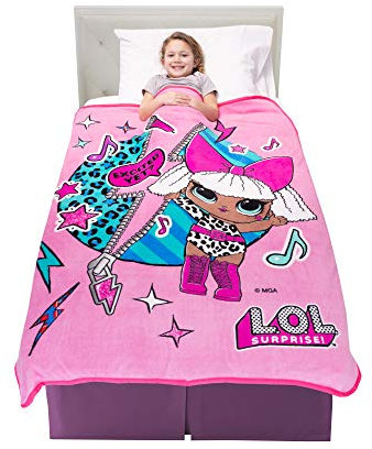 Franco - A35768 Kinder-Bettwäsche, weicher Plüsch-Mikrofaser-Überwurf, 116,8 x 152,4 cm, LOL Surprise