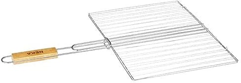 AC-Déco - Doppia griglia barbecue rettangolare, 30 x 40 cm, in metallo cromato
