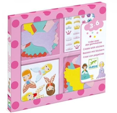 DJECOCrear Aktionsspiele und Reflexionsspiele mit Aufklebern Me Gustan Die Prinzessinnen, Mehrfarbig (100)