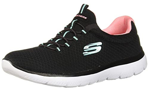 Skechers Women's Summits Sneaker, Black Pink, 6 UK