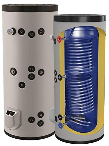 Kombinierter Warmwasserspeicher mit 2 Wärmetauschern - Standspeicher Boiler Kombispeicher Elektrospeicher - in der Größe 500 L Liter und 3-9 kW Elektroheizstab