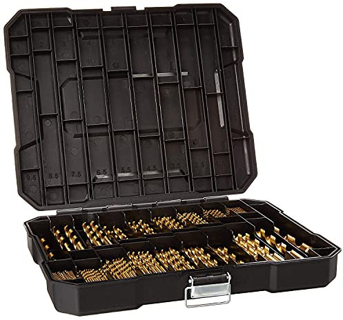 Metric 230 Pieces Titanium Twist Drill Bit Set, 135° Tip High Speed Steel, Size from 1mm up to 10mm, Ideal Drilling in Wood/Cast Iron/Aluminum Alloy/Plastic/Fiberglass, with Hard Storage
