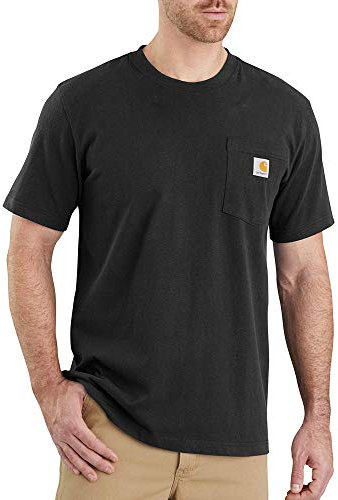 Carhartt Men's Relaxed Fit Heavyweight Short-Sleeve Pocket T-Shirt Work Utility, Black, 3XL