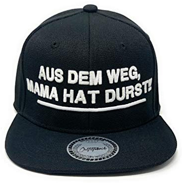 Outfitfabrik ❤️ Snapback Cap Aus dem Weg, Mama hat Durst in schwarz, 3D-Stick in weiß (Männertag, Muttertag, JGA, Festival, Statement, Party, Alkohol, Bier, Geschenk), One Size