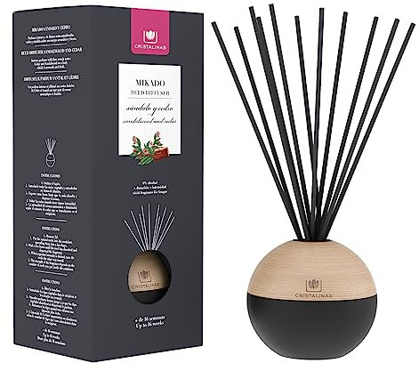 CRISTALINAS | Ambientador Mikado Esfera Premium | Ambientador Hogar | Aroma Sándalo y Cedro | Sensual | Larga Duración más de 16 Semanas | 180ml | 0% Alcohol |