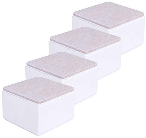 Ezprotekt 2/5.1 cm Möbelerhöhung aus Karbonstahl, 3,15 Durchmesser, Selbstklebende Möbelerhöhung fügt 2 Höhe zu Betten, Sofas Schränken, Unterstützt 20.000 lbs, Weißes Quadrat