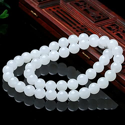 LVYAN Echte Natürliche Weiße Jade Perlenkette Frauen Edlen Schmuck Echte Chinesische Jade Stein Halsketten Frau Zubehör Schmuck