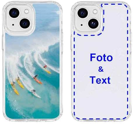 MXCUSTOM Personalisierte Handyhülle für Apple iPhone 13 Mini, Benutzerdefiniert Hülle mit Eigenem Foto Bild Text Individuelle Schutzhülle [Weicher Stoßfänger + Harter Rückseite] (CHT-CR-P1)