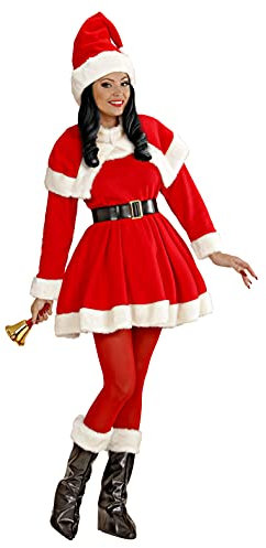 trendmile Premium Luxus Miss Santa Claus Frauen Weihnachtsmann Kostüm mit Kleid, Gürtel, Mäntelchen, Stiefelbedeckung & Mütze Nikolaus für Frauen
