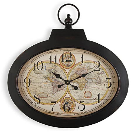Versa Pangea Dekorative Wanduhr für die Küche, das Wohnzimmer, Esszimmer oder Schlafzimmer, Maßnahmen (H x L x B) 63 x 6 x 60 cm, Metall, Farbe: Schwarz