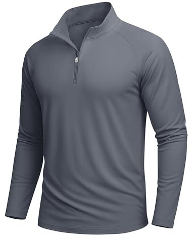 MAGCOMSEN UV Shirt Herren UPF 50+ 1/4 Reißverschluss Funktionsshirt Langarm Rashguard Sportshirt Sweatshirt Longsleeve