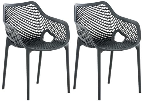 CLP XL-Bistrostühle Air I Stapelstühle Air Aus Kunststoff Mit 44 cm Sitzhöhe I Outdoor-Stühle Mit Wabenmuster, Farbe:dunkelgrau