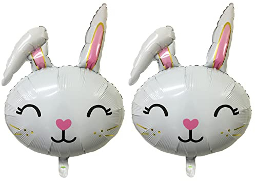 Folienballons mit Hasen-Motiv, Osterdekoration, 2 Stück