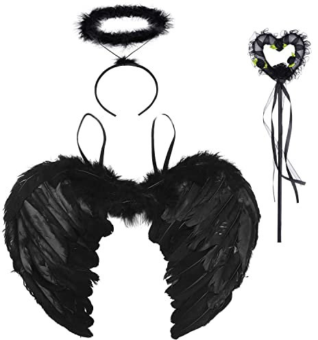 Alas de Angel,Alas de Angel 60 cm,Alas y Halo de Ángel,Alas de Ángel Disfraz,Plumas Ángel Alas,Alas Angel Grandes,para Carnaval,Disfraces,Fiesta Temática,Halloween