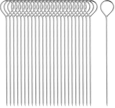 Xzeemo 50 Piezas Brochetas de Barbacoa, 15cm Brochetas de Acero Inoxidable, Brochetas de Parrilla, Brochetas de Kebab Agujas de Roulade, Reutilizables Brochetas de Carne de Verduras, Palos de Barbacoa