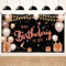 KOLIPHY Decoration Anniversaire, Noir Rose Banderole Joyeux Anniversaire Fête Deco Pour Hommes Femmes, Anniversaire Photographie Fond Bannière