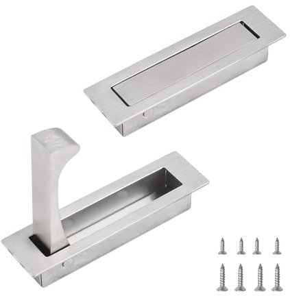 UFURMATE Flush Mount Door Pull, 2PCS 304 Stainless Steel Pocket Door Handle Brushed Flush Mount Edge Pull