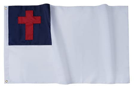 FRF FLAG Christliche Flagge, 60 x 91 cm, für den Außenbereich, besticktes Kreuz, mit 2 Messingösen und 4 Reihen von unteren Stichen