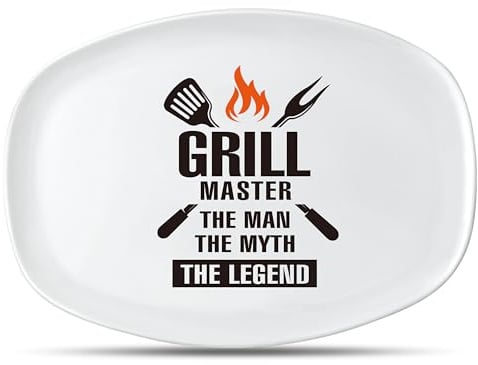 R HORSE Melamine Grill Platter Gift, BBQ White Oval Serving Tray Plate