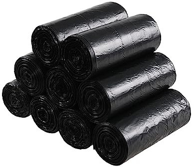 Buyitt Bolsas de basura negras resistentes, bolsas de basura de plástico de 30 litros, bolsas de basura, 225 bolsas