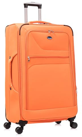 Aerostar Extra Large 32” Lightweight Softshell Expandable Suitcase, Integrated Combination Lock, 4 Wheels Check in Luggage for 30kg (Orange, 162 litres)