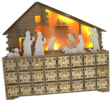 Amosfun 1stk Kalender Aus Holz Feiertag Adventskalender Weihnachts-countdown Tischdekoration Für Weihnachten Bastelanregungen Für Die Feiertage Holzdekor Wandbehang Haushalt Hölzern 3d
