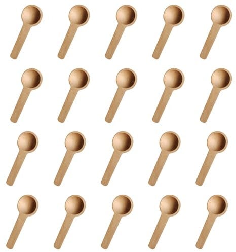 Lot de 20 mini cuillères en bois - cuillères à thé, cuillères à sauce, cuillères à mélanger - ustensiles de cuisine personnalisés