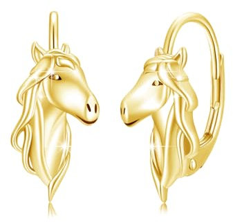 CUOKA MIRACLE Pferde Ohrringe für Mädchen 925 Sterling Silber Pferd Creolen Klein Ohrringe Kreolen für Damen Pferd Tier Ohrringe Geschenke Schmuck für Tochter (1215-gold)
