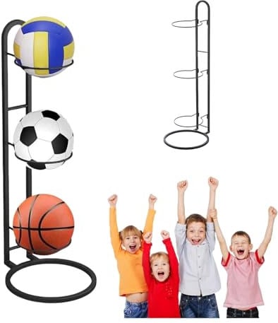 Ball Storage Rack, 3 Tier Layer Ball Stand Football Rack Sports Equipment Storage Organizer Removable Football Stand for Volleyball Football Basketball Badminton Mini Quick Machine (D) (3 Tier)