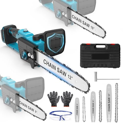 Motosega a batteria compatibile con Makita 18 V, 3 in 1, 1000 W, 12 pollici, 10 pollici, 8 pollici, motosega, serratura di sicurezza, olio automatico, sega a batteria, sega a mano, cesoia (senza