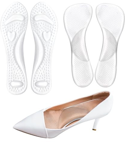 2 Paar Einlegesohlen mit Hohem Fußgewölbe, 3/4 Fußgewölbe Einlegesohle Rutschfest High-Heel-Einlage Bequeme Schuhpolster für Damen-High-Heels Sandalen Flache Stiefel Pumps (Transparent)