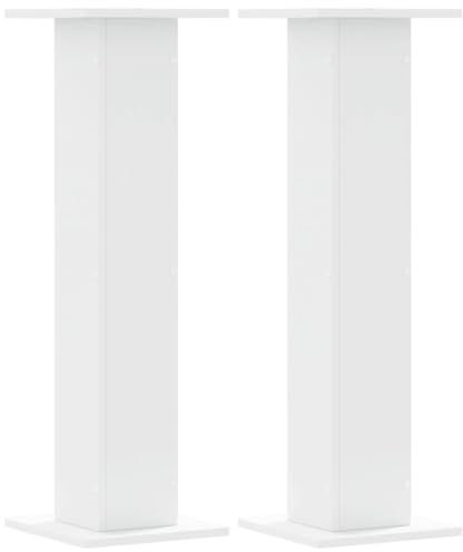 ** vidaXL White HiFi Speaker Stands - Floor Standing Audio Speaker Holders with Engineered Wood - 95 cm High, Hollow Design for Sand Fill