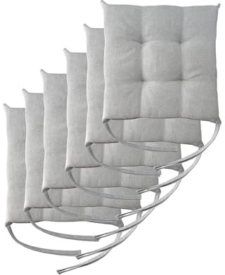 Il Tuo Artigiano Design 6 Stuhlkissen im Set, 40 x 40 cm 6 cm dick, Polsterung aus Schaumstoff und weichem Acryl, Sitzkissen Stuhl 6er Set, Stuhlkissen Outdoor 40x40 (6, hellgrau)