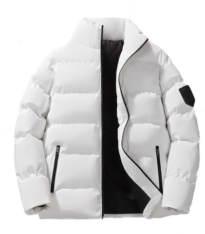 Caxndycing Winter Jacket Men's Winter Colour Variations Warm Bomber Jacket Quilted Jacket Winter Coat Faux Fur Down Jacket Lightweight Jacket Outdoor Puffer Jacket Plain Softshell Jacket
