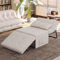 Shally Dogan Divano Letto 4 in 1 con Tasca Portaoggetti Laterale, Divanetto Seduta Morbida e Imbottita ad Alta Densità Trasformabile Chaise Longue, Ottomana, Poggiapiedi, Letto (Beige)